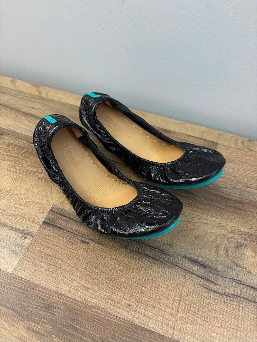 Tieks by Gavrieli Foldable Ballet Flats Obsidian Black Croc Patent